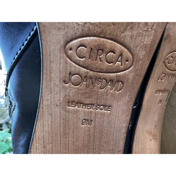 Vtg Joan & David Circa Black leather square toe classic Ankle Booties Boots 9M - Picture 10 of 12